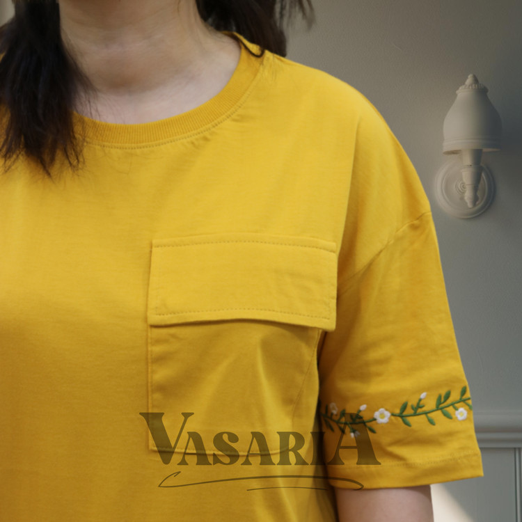 تی شرت جیب دار (زرد)